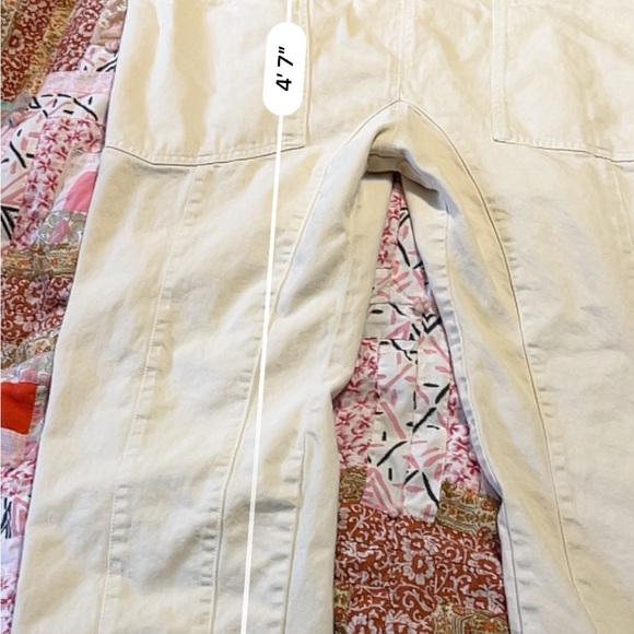 Free People We The Free Jumpsuit Womens High Roller Ivory Denim Pull On Overall - Picture 10 of 11